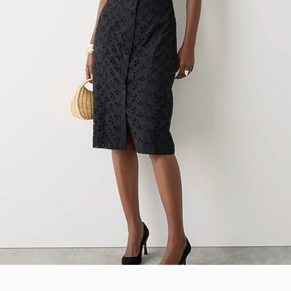 JCrew Button-front cotton eyelet pencil skirt: NWT